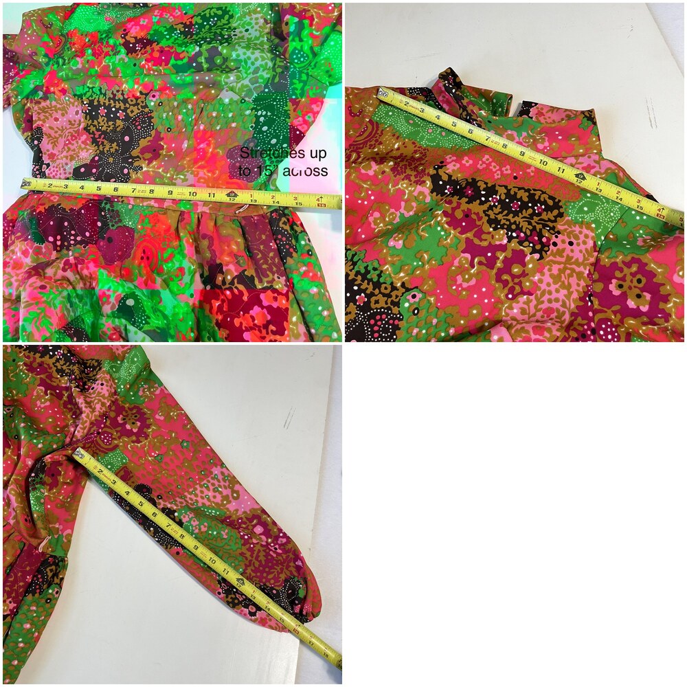 Vintage Sears House Dress At Home Wear USA Quilted Floral Maxi Mock Neck 60s 70s - Picture 16 of 16